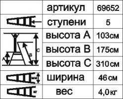 Стремянка алюминиевая "Энкор" 5 ступеней